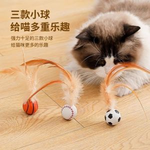Cat Toy Elastic Feather Teaser Stick Small Cat Self Entertaining Boredom Buster Tool Kittens Energy Expenditure Pet Supplies