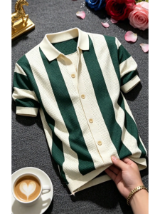 ZHUOCAN | Retro Style Hollow Out Knitted Short Sleeve Shirt Patchwork Collar