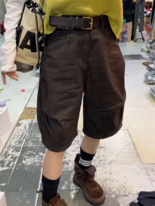 High Waist A-Line Wide Leg Jeans Shorts Womens Summer New plus Size Pear Shape Slimming Folded Hem Commuter Style Korean Version