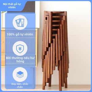 Ghế Đôn Tròn Gỗ Nguyên Khối Cho Bàn Ăn hoặc Phục Trang