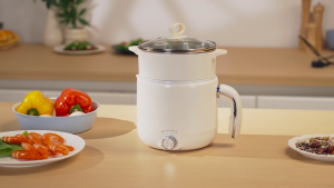 MEEVIDA Electric Cooking Pot 1.8L Mini Multi-function 2 Adjustable Levels Simmer Soup Porridge Cooker Pot
