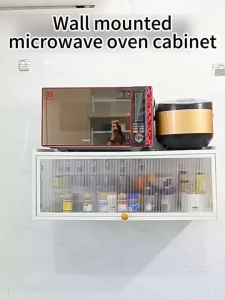 Happihaus Wall-mounted Cabinet Spice Shelf Hanging Storage Cabinet Organizer with Pegboard for Kitchen