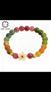 Lucky Charm Natural Jade Colorful Agate Peach Blossom Bracelet Lucky Charms Jewelry SL26 With Jewelry Box