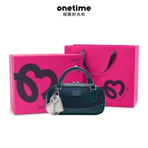 Retro Spliced Boston Bag Elegant Cool High-End Sensation Exquisite Handbag Crossbody Womens Bag New Year Gift