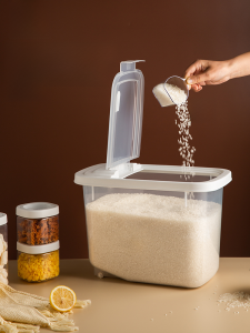 Tea Flower Aesthetic Rice Storage Box Moisture Proof Insect Resistant Kitchen Storage Container Large Capacity Plastic Bucket