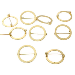 หมุดเข็มกลัดแหวนทองเหลืองชุบทอง14K 1ชิ้นสำหรับทำเข็มกลัดแฟชั่น