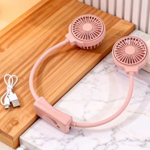 1 Chiếc USB Có Thể Sạc Lại Quạt Mini Treo Cổ Có Thể Gập Lại 3 Tốc Độ Làm Mát Di Động Luồng Không Khí Cho Du Lịch Trường Học Ngoài Trời