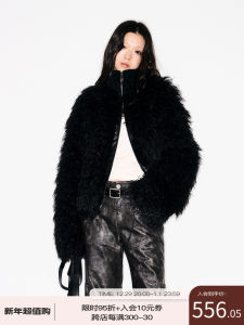 Black Wool Blend Double Zipper Collar Long Fur Coat TakeCare Cautious Fashionable Womens Premium Quality Fall Season Outerwear