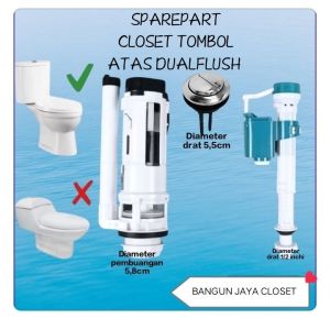 Sparepart Closet duduk dualflash universa/alat dalaman closet duduk tombol atas