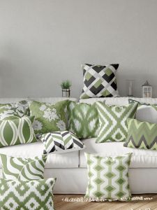 American Style Green Geometry Pillow Living Room Sofa Sample Room Decorative Luxury Bed Head Spring Summer Pillow