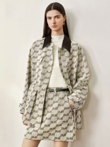 HR | HR Helena Retro Design Color Block Collar Womens Jacket Coat Fashionable Oversized Workwear Outerwear Autumn 2025 Korean Style