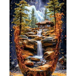 Scenic House River Landscape Artwork Jigsaw Puzzle 500/1000/1200/2000PCS Stress Relief Puzzle Wall Art Decor Gift