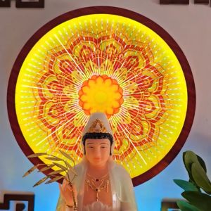 Đèn Hào Quang Hiệu Ứng In UV Tranh Trúc Chỉ Treo Tường Trang Trí Bàn Thờ Gia Tiên Và Tượng Phật CTCC-01