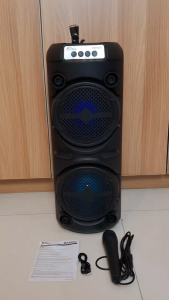 Z0S-6223 New Portable Bluetooth Karaoke Speaker with Wired Microphone Dual 6.5" Super Bass & LED Lights