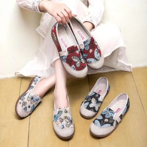 Old Beijing Canvas Shoes Womens Spring Autumn New Style Countryside Fisherman Soft Bottom Anti-Slip Mid-Aged Mom Single Shoes