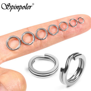 Spinpoler 100pcs Forged Flat Compressed Extra Strong Durable Fishing Split Ring For Carp Bass Big Game Fishing Hook Lure Swivel