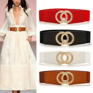 Panda SJK Belt Women Wide Waistband Korean Style Leather PU Luxury Metal Buckle Elastic Adjustable Ladies Dress Skirts Accessories Clothes 2023 INS tali pinggang perempuan