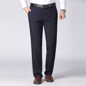 Casual Pants High Waist Suit Pants Men Autumn Business Non-Ironing All-Matching Pants Dark Blue Straight-Leg Pants Black Suit Pants
