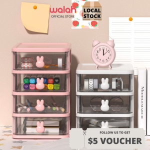 Desktop Storage Box Rabbit Transparent Storage Drawer Desk Organizer Office Home Stationery Cosmetic