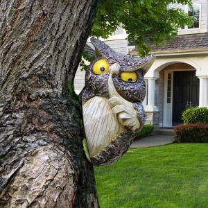 1pc hide and seek owl tree hanging personified owl courtyard garden big tree scene decoration fun animal tree hanging