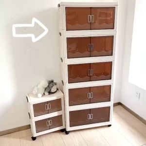 กล่องใส่ของ ตู้เก็บของ กล่องเก็บของพับได้ วางซ้อนได้สูง ขนาดใหญ่ ตู้เก็บของ