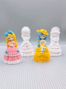 Tô Tượng thạch cao công chúa 3D  side trung 11cm CÔNG CHÚA HIỆN ĐẠI 4 KIỂU. an toàn cho trẻ nhỏ.