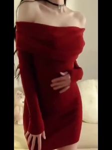 COD  Váy Liền Trễ Vai Lễ Giáng Sinh Váy Ôm Hông Màu Đỏ Kiểu Pháp Cao Cấp Mẫu Mới Thu Đông Cho Nữ Phối Trong  CNN