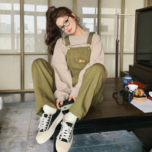 Loose Green Lazy Style Casual Workwear Overalls Womens Spring Autumn New Long Slimming One-Piece Pants Commute Korean Version