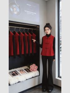 QFN | Chinese Style Red Slim and Comfortable Waistcoat