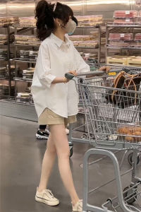 French Style Loose Fit Short Sleeve Shirt Womens Summer Thin New Korean Version Casual Cotton Polyester Blend Top Coat