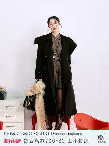 LaluneDuCiel Woolen Overcoat with Belted Side Buttoned Long Coat for Women Autumn Season Korean Style Loose Fit Long Sleeve
