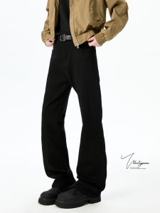 V37 | Aesthetic Basic Flared Cleanfit Black Jeans Straight Leg