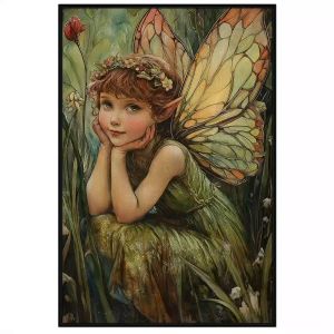 Tranh cô tiên đang tâm trạng hạn phúc chủ đề hòa bình và bảo vệ môi trường.Tranh treo tườngdán tường.CGI-1237