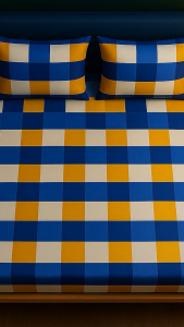 Sprei / Seprai kotak-kotak Biru Square Yelbl Mewah Elegan Minimalis Kekinian