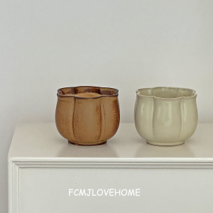 FCMJ 230ml Ceramic Handheld Tea Cup Japanese Style Vintage Glazed Coffee Cup Zen Minimalist Design for Home Office And Outdoor