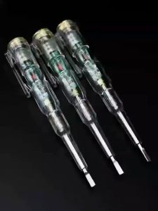 【Tropik】ปากกาทดสอบแรงดันไฟฟ้า แบบไม่สัมผัส มีไฟ LED สองสี ไขควงใบมีดแบน LED ตรวจจับสายไฟ