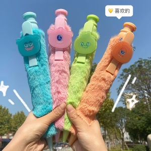 Stress Reliever Plush Pen Creative Cute Neutral Ballpoint Pen High Aesthetic Value round Tip Black Ink Non-Erasable Plastic