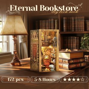 CUTEBEE Wooden Doll House Book Nook Kit Miniature House Model with Led Light Eternal Bookstore for Christmas Gift Idea