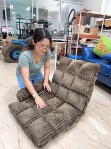 MeeBan โซฟาญี่ปุ่น ผ้าขนมิ้ง ปรับเอนได้ 6 ระดับ เก้าอี้นั่งพื้น ปรับนอนได้