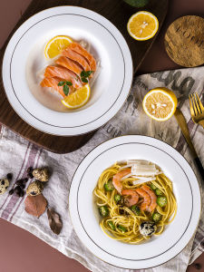 White Bone China Plate Steak Dinnerware Western Cuisine Gold Rimmed Hat Shape Pasta Deep Dish Hand Painted American Style