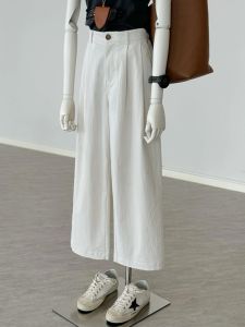 High Waist Straight Leg Casual Pants Womens Khaki Wide Leg Trousers Summer Fashion Pear Shape Body Type Blue Bean Apparel