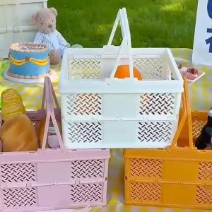 Giỏ nhựa cớ lớn để đồ dùng học tập mỹ phẩm đẹp xinh khay trang trí decor bàn có quai xách giá rẻ cho học sinh