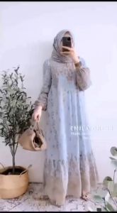 Promo Gamis Set Hijab Terbaru Kekinian Baju Wanita Dewasa Muslim Viral Lebaran Model Baru Emilia Terlaris