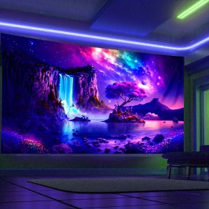 VIKAMA Aurora Waterfall Starry Sky Tapestry Gradient Bohemian Living Room B&B Decoration Room Decoration
