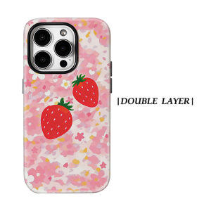 Potdemiel | Aurea Case Matte Bumper For Magsafe Case For iPhone 18 17 16 15 14 Plus 13 Pro Max Shockproof Hard PC Strawberry Flower Cover