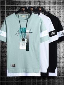 ROMON | Summer Cotton Print Short Sleeve T-Shirt with Ice Silk Fabric