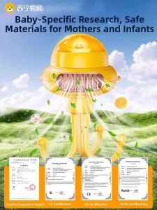 GOOJODOQ | Portable Baby Stroller Fan Mini Clamp-On Rechargeable USB Mini Fan Cartoon Design Child-Friendly Compact Size for Dormitory Use