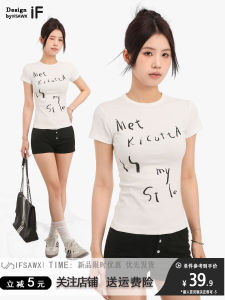 Áo Thun Tay Ngắn Cổ Tròn Cotton Phong Cách Mỹ Cho Nữ Mùa Hè Dáng Ôm Vừa Vặn Eo Dài Ngắn Thường Ngày