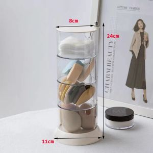 Hộp Đựng Bông Phấn Trang Điểm Xoay 360 Độ Chống Bụi Đựng Bông Tẩy Trang Tăm Bông Phong Cách Bắc Âu Hộp Đựng Bông Rửa Mặt