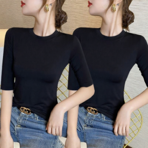 Lieoyuarn | Boatneck Modal Short Sleeve T-shirt for Spring and Summer